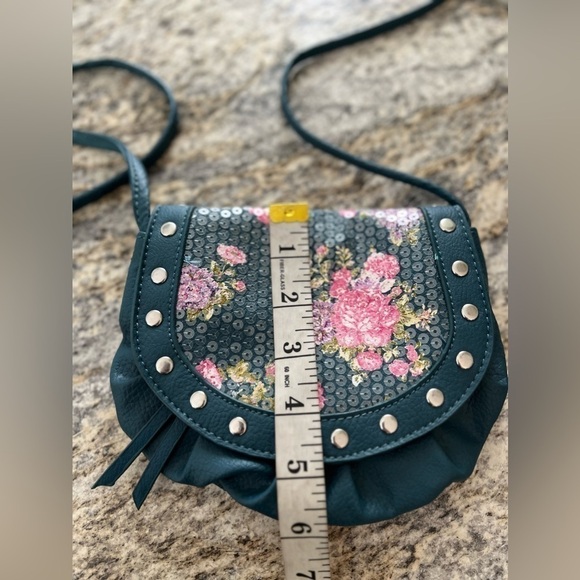 CANDIES Vegan Leather Pink Purple Rose Sequins Studded Mini Crossbody Purse Bag - Picture 12 of 14